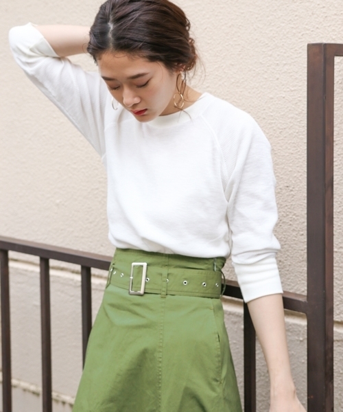 PAGEBOY（ページボーイ）の「【WEB限定】ワッフル7分袖プルオーバー（Tシャツ/カットソー・レディース・ホワイト/ブラック/アイボリー・FREE）」の10枚目の写真