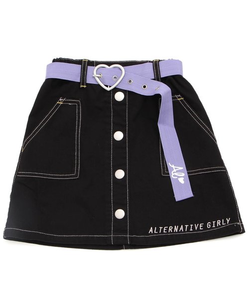 algy(アルジー)の「ベルト付き前ボタンスカート(スカート・キッズ・ベージュ/ブラック/レッド・XX-SMALL/X-SMALL/MEDIUM/SMALL)」の2枚目の写真