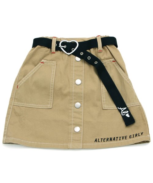 algy(アルジー)の「ベルト付き前ボタンスカート(スカート・キッズ・ベージュ/ブラック/レッド・XX-SMALL/X-SMALL/MEDIUM/SMALL)」の6枚目の写真