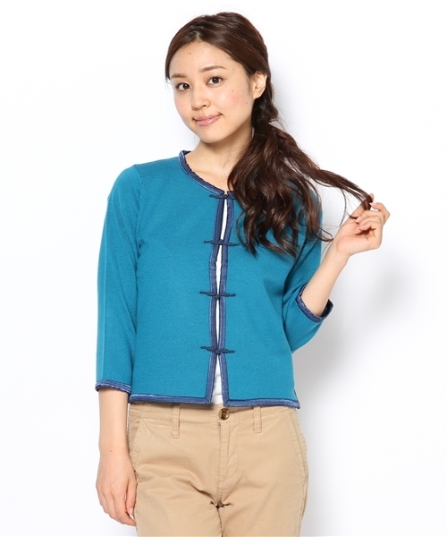 BEAMS BOY（ビームスボーイ）の「□BEAMS BOY / 12ゲージ チャイナ 7分袖カーディガン（カーディガン/ボレロ・レディース・ブラック/オレンジ系その他/ロイヤルブルー・ONE SIZE）」の3枚目の写真