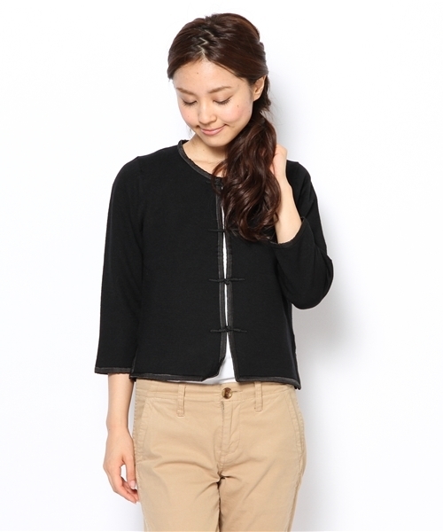 BEAMS BOY（ビームスボーイ）の「□BEAMS BOY / 12ゲージ チャイナ 7分袖カーディガン（カーディガン/ボレロ・レディース・ブラック/オレンジ系その他/ロイヤルブルー・ONE SIZE）」の2枚目の写真