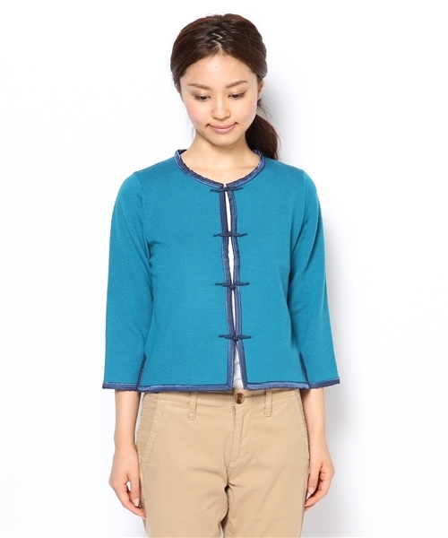 BEAMS BOY（ビームスボーイ）の「□BEAMS BOY / 12ゲージ チャイナ 7分袖カーディガン（カーディガン/ボレロ・レディース・ブラック/オレンジ系その他/ロイヤルブルー・ONE SIZE）」の4枚目の写真