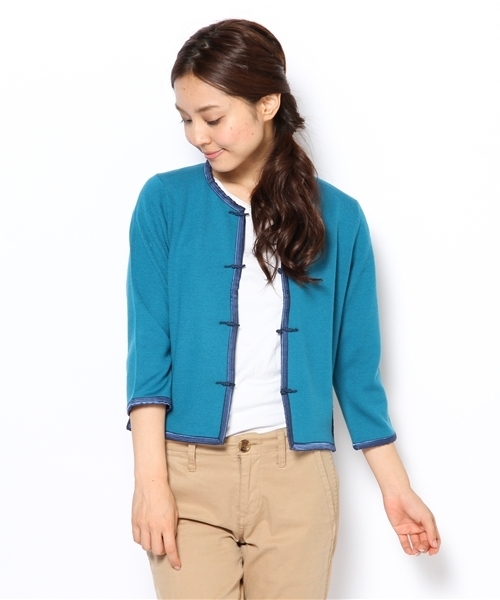 BEAMS BOY（ビームスボーイ）の「□BEAMS BOY / 12ゲージ チャイナ 7分袖カーディガン（カーディガン/ボレロ・レディース・ブラック/オレンジ系その他/ロイヤルブルー・ONE SIZE）」の7枚目の写真