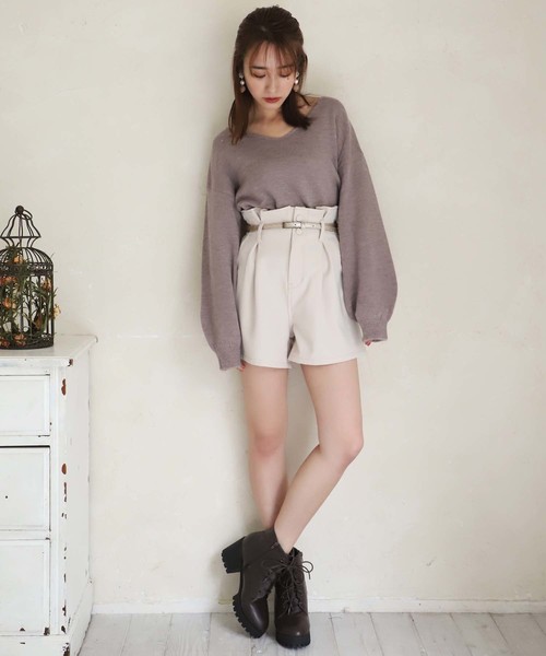 one after another NICE CLAUP(ワンアフターアナザーナイスクラップ)の「ラメベルト付き ショートパンツ(その他パンツ・レディース・モカ/ブラック系その他/グレー系その他/ライトベージュ・FREE)」の16枚目の写真