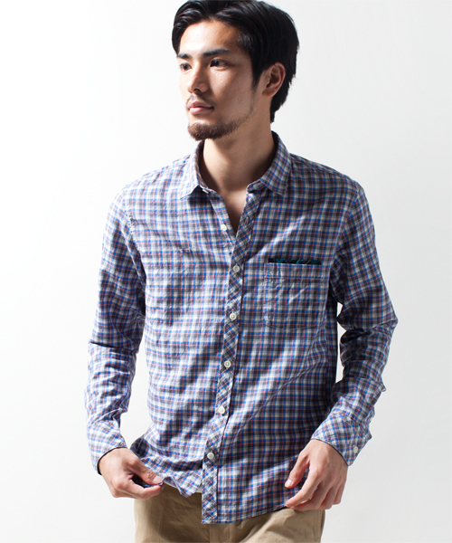 NANO universe（ナノユニバース）の「BritishMadrasSH（シャツ/ブラウス・メンズ・ホワイト/チャコール/ブルー/レッド・SMALL/MEDIUM/LARGE/X-LARGE）」の3枚目の写真