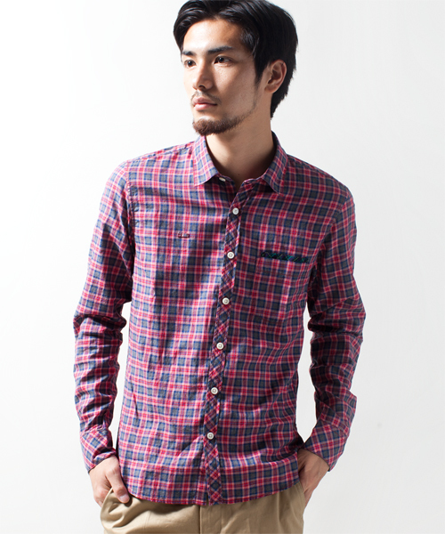 NANO universe（ナノユニバース）の「BritishMadrasSH（シャツ/ブラウス・メンズ・ホワイト/チャコール/ブルー/レッド・SMALL/MEDIUM/LARGE/X-LARGE）」の2枚目の写真