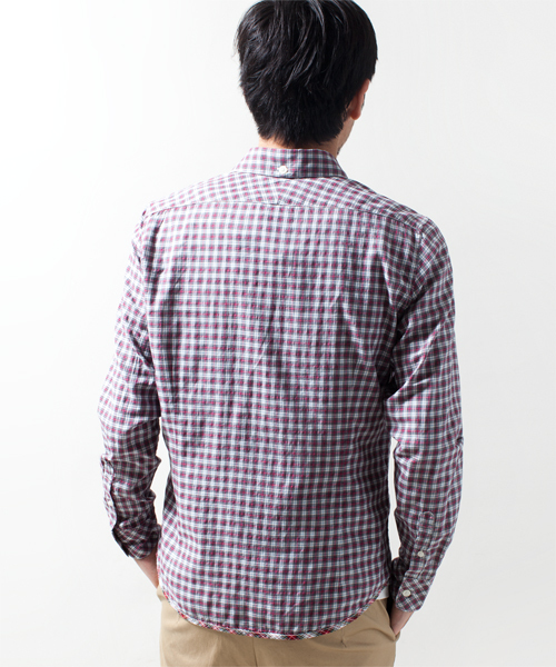 NANO universe（ナノユニバース）の「BritishMadrasSH（シャツ/ブラウス・メンズ・ホワイト/チャコール/ブルー/レッド・SMALL/MEDIUM/LARGE/X-LARGE）」の6枚目の写真