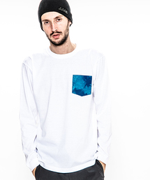 mlt2392-embroidery logo uneven dye leather pocket L-S Tee ロングスリーブTシャツ