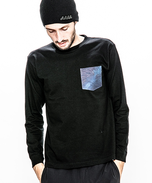 ACANTHUS(アカンサス)の「mlt2392-embroidery logo uneven dye leather pocket L-S Tee ロングスリーブTシャツ(Tシャツ/カットソー・メンズ・ホワイト/ブラック/ネイビー・S/M/XL/L)」の9枚目の写真