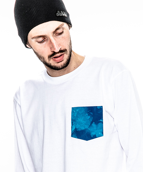 ACANTHUS(アカンサス)の「mlt2392-embroidery logo uneven dye leather pocket L-S Tee ロングスリーブTシャツ(Tシャツ/カットソー・メンズ・ホワイト/ブラック/ネイビー・S/M/XL/L)」の11枚目の写真