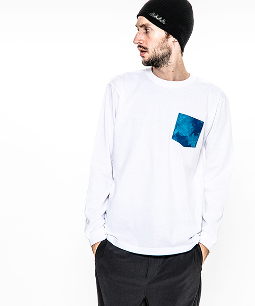 ACANTHUS(アカンサス)の「mlt2392-embroidery logo uneven dye leather pocket L-S Tee ロングスリーブTシャツ(Tシャツ/カットソー・メンズ・ホワイト/ブラック/ネイビー・S/M/XL/L)」の6枚目の写真