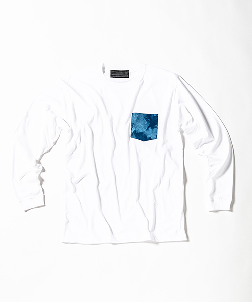 ACANTHUS(アカンサス)の「mlt2392-embroidery logo uneven dye leather pocket L-S Tee ロングスリーブTシャツ(Tシャツ/カットソー・メンズ・ホワイト/ブラック/ネイビー・S/M/XL/L)」の8枚目の写真