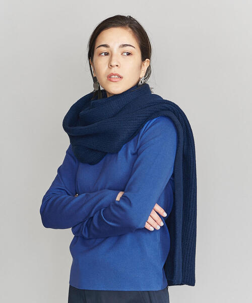 BEAUTY&YOUTH UNITED ARROWS（ビューティーアンドユースユナイテッドアローズ）の「BY アクリルリブニットストール ◆（ストール/ショール・レディース・モカ/オフホワイト/グレー/ブラック/ネイビー・FREE）」の5枚目の写真