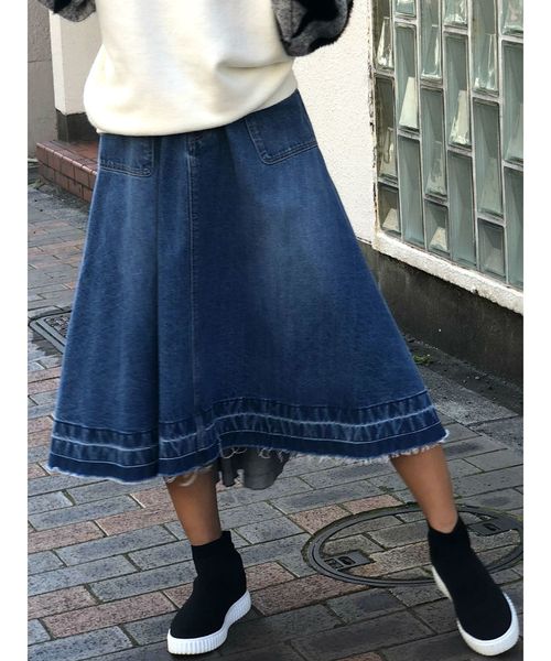 Flove フローブ の ダメージデニムフレアスカート デニムスカート Wear