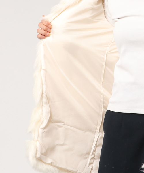 KOBE LETTUCE（コウベレタス）の「フード付きエコファーロングベスト＊レディース/アウター/ジレ[K774]神戸レタス（ベスト・レディース・ライトグレー/ブラック/ベージュ/アイボリー・FREE）」の14枚目の写真