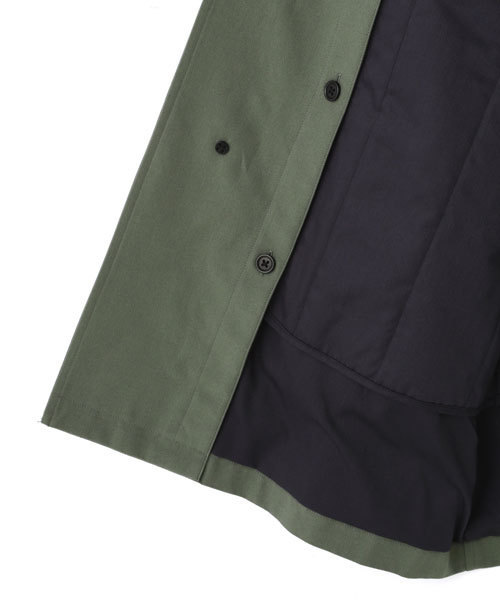 MARGARET HOWELL（マーガレットハウエル）の「DRY COTTON LIGHT CANVAS（ステンカラーコート・メンズ・ネイビー/グリーン・SMALL/MEDIUM/LARGE/X-LARGE）」の7枚目の写真