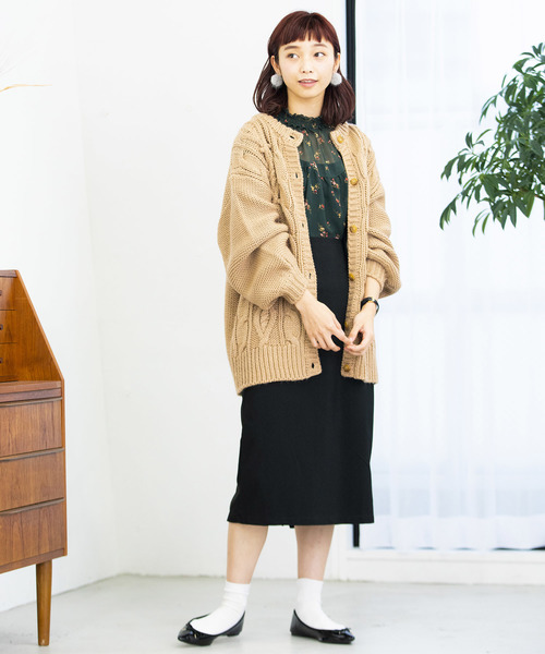 WEGO（ウィゴー）の「WEGO/ケーブルミドルカーディガン（カーディガン/ボレロ・レディース・ピンク/ライトブラウン/ライトベージュ・FREE）」の21枚目の写真