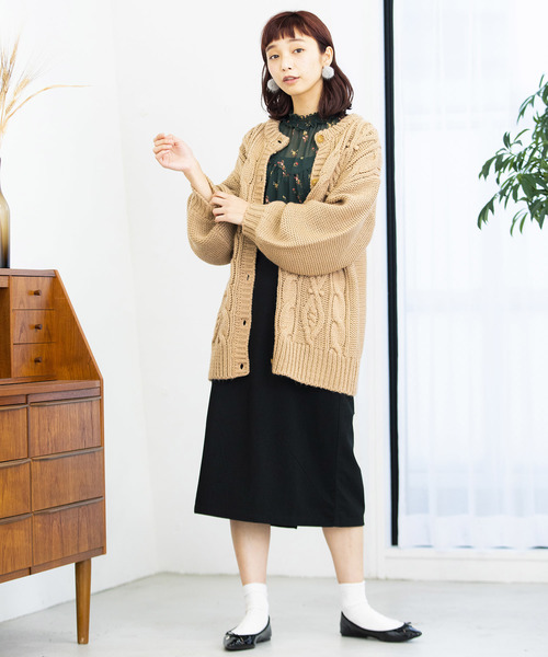 WEGO（ウィゴー）の「WEGO/ケーブルミドルカーディガン（カーディガン/ボレロ・レディース・ピンク/ライトブラウン/ライトベージュ・FREE）」の18枚目の写真