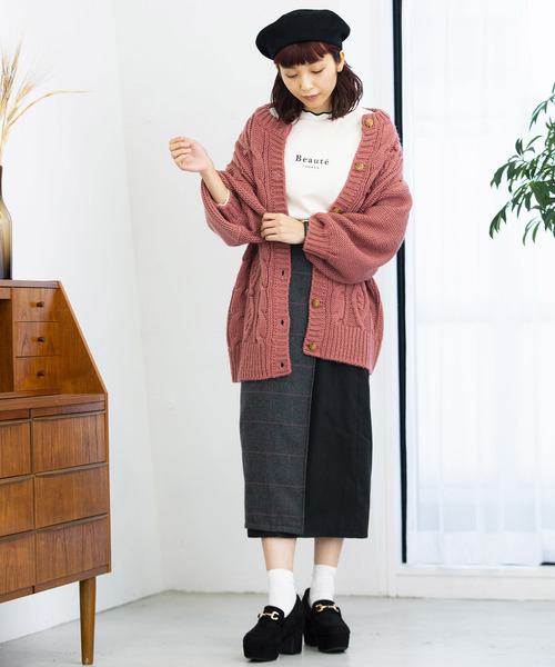 WEGO（ウィゴー）の「WEGO/ケーブルミドルカーディガン（カーディガン/ボレロ・レディース・ピンク/ライトブラウン/ライトベージュ・FREE）」の12枚目の写真