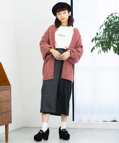 WEGO（ウィゴー）の「WEGO/ケーブルミドルカーディガン（カーディガン/ボレロ・レディース・ピンク/ライトブラウン/ライトベージュ・FREE）」の11枚目の写真