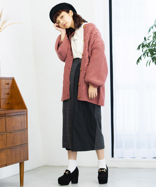 WEGO（ウィゴー）の「WEGO/ケーブルミドルカーディガン（カーディガン/ボレロ・レディース・ピンク/ライトブラウン/ライトベージュ・FREE）」の10枚目の写真