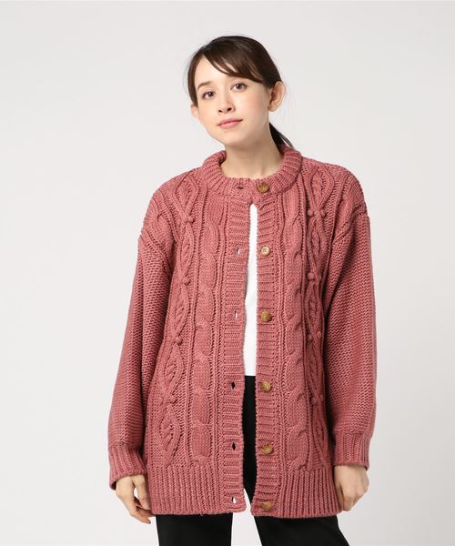 WEGO（ウィゴー）の「WEGO/ケーブルミドルカーディガン（カーディガン/ボレロ・レディース・ピンク/ライトブラウン/ライトベージュ・FREE）」の7枚目の写真