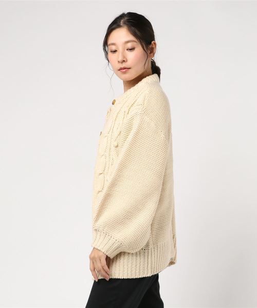 WEGO（ウィゴー）の「WEGO/ケーブルミドルカーディガン（カーディガン/ボレロ・レディース・ピンク/ライトブラウン/ライトベージュ・FREE）」の4枚目の写真