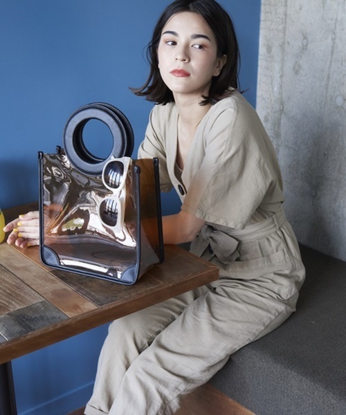 Casselini（キャセリーニ）の「クリアオーストリッチハンドルバッグ（ハンドバッグ・レディース・ブラック/パープル/ブラウン/ピンク/オレンジ・FREE）」の3枚目の写真