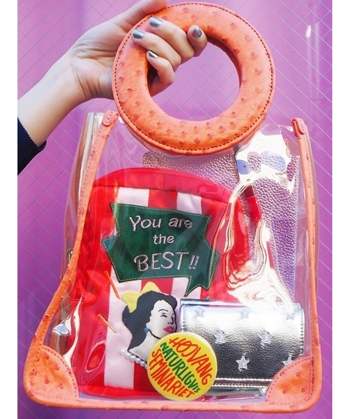 Casselini（キャセリーニ）の「クリアオーストリッチハンドルバッグ（ハンドバッグ・レディース・ブラック/パープル/ブラウン/ピンク/オレンジ・FREE）」の5枚目の写真