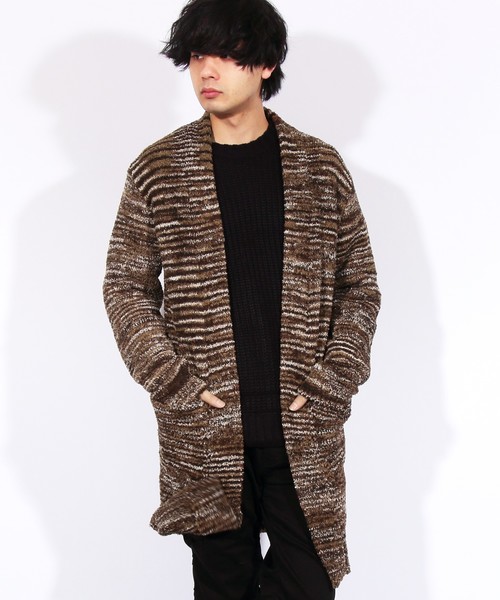 8(eight)(エイト)の「ニット コーディガン ロング丈(カーディガン/ボレロ・メンズ・ブラック/ベージュ・MEDIUM/LARGE)」の1枚目の写真