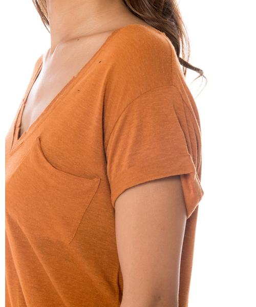RVCA（ルーカ）の「RVCA レディース  BRIX V-NECK T-SHIRT Ｔシャツ/Vネック/ポケットTシャツ（Tシャツ/カットソー・レディース・ブラック/ベージュ・SMALL/X-SMALL）」の5枚目の写真