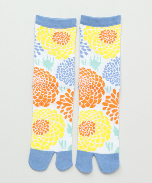 カヤ(カヤ)の「【カヤ】足袋型くつ下23~25cm 菊あつめ(ソックス/靴下・レディース・ライトブルー/ブルー/グリーン・FREE)」の3枚目の写真