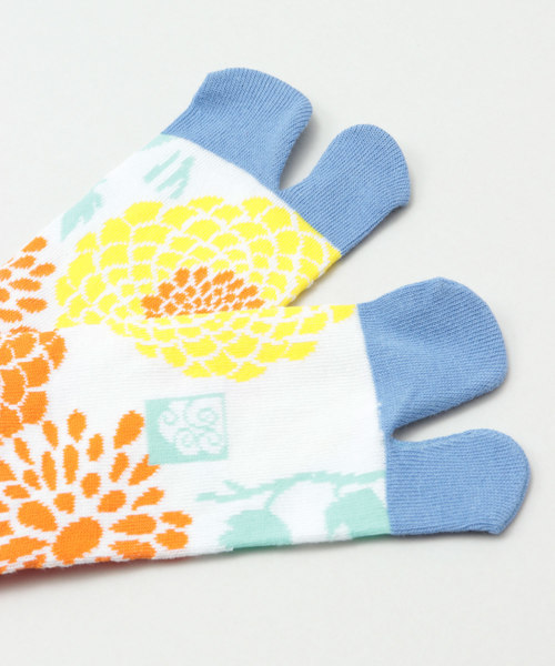 カヤ(カヤ)の「【カヤ】足袋型くつ下23~25cm 菊あつめ(ソックス/靴下・レディース・ライトブルー/ブルー/グリーン・FREE)」の6枚目の写真