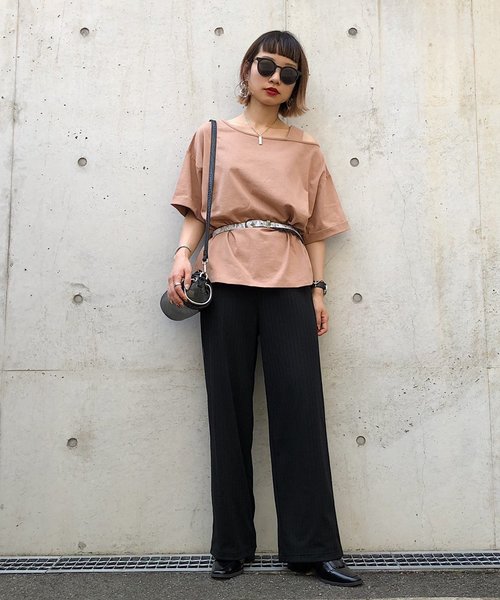 PAGEBOY（ページボーイ）の「ワイドリブカットパンツ（その他パンツ・レディース・ブラック/ブラウン/モカ・FREE）」の5枚目の写真