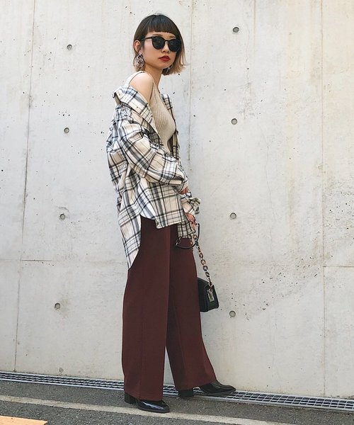 PAGEBOY（ページボーイ）の「ワイドリブカットパンツ（その他パンツ・レディース・ブラック/ブラウン/モカ・FREE）」の9枚目の写真