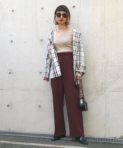 PAGEBOY（ページボーイ）の「ワイドリブカットパンツ（その他パンツ・レディース・ブラック/ブラウン/モカ・FREE）」の10枚目の写真