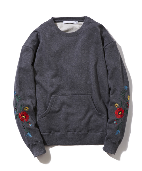 rehacer（レアセル）の「rehacer : "あずま" Flower Sweat CS Made in Japan / "あずま" 裏毛 フラワー スウェット カットソー メイドインジャパン（スウェット・メンズ・ブラック/グレー/ネイビー・SMALL/MEDIUM/LARGE/X-LARGE）」の3枚目の写真