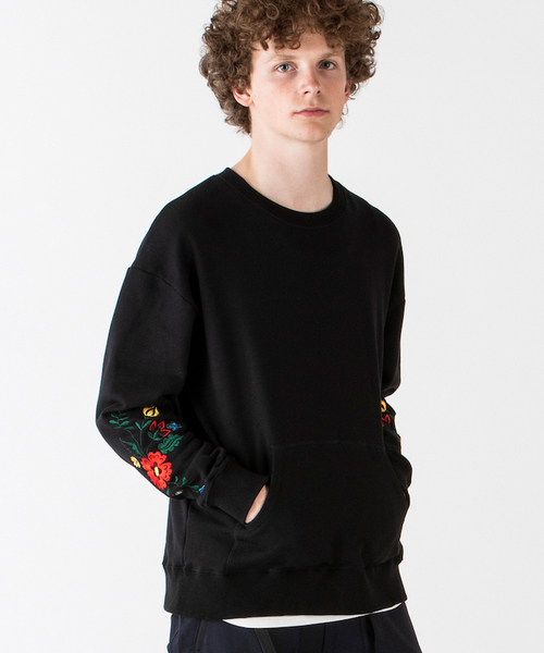 rehacer（レアセル）の「rehacer : "あずま" Flower Sweat CS Made in Japan / "あずま" 裏毛 フラワー スウェット カットソー メイドインジャパン（スウェット・メンズ・ブラック/グレー/ネイビー・SMALL/MEDIUM/LARGE/X-LARGE）」の2枚目の写真