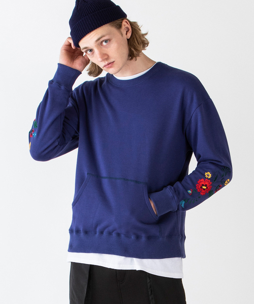 rehacer（レアセル）の「rehacer : "あずま" Flower Sweat CS Made in Japan / "あずま" 裏毛 フラワー スウェット カットソー メイドインジャパン（スウェット・メンズ・ブラック/グレー/ネイビー・SMALL/MEDIUM/LARGE/X-LARGE）」の6枚目の写真