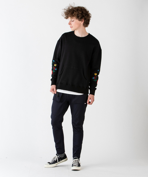 rehacer（レアセル）の「rehacer : "あずま" Flower Sweat CS Made in Japan / "あずま" 裏毛 フラワー スウェット カットソー メイドインジャパン（スウェット・メンズ・ブラック/グレー/ネイビー・SMALL/MEDIUM/LARGE/X-LARGE）」の13枚目の写真