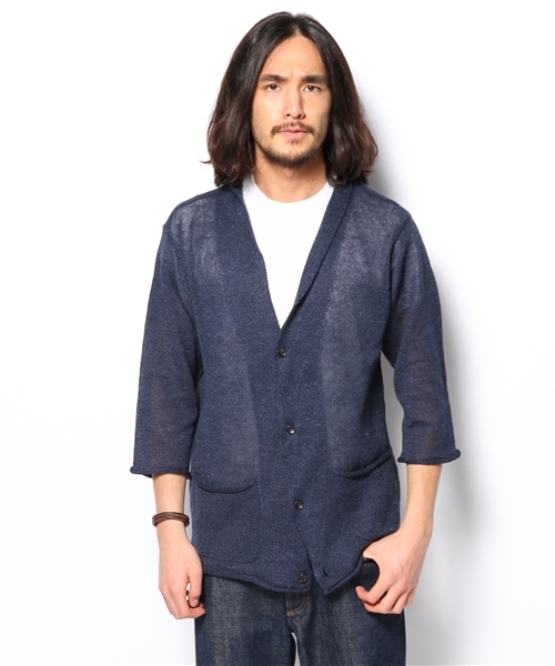 CIAOPANIC（チャオパニック）の「【Ciaopanic】　麻引揃7分袖ショールCD（カーディガン/ボレロ・メンズ・ブラック/グレー/ネイビー/グリーン・MEDIUM/LARGE）」の4枚目の写真