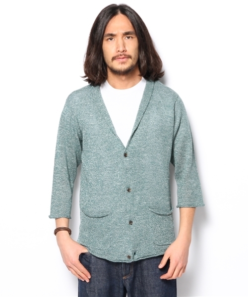 CIAOPANIC（チャオパニック）の「【Ciaopanic】　麻引揃7分袖ショールCD（カーディガン/ボレロ・メンズ・ブラック/グレー/ネイビー/グリーン・MEDIUM/LARGE）」の3枚目の写真