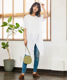前後2wayアシンメトリービッグシルエットクロスTシャツ