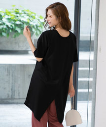 前後2wayアシンメトリービッグシルエットクロスTシャツ