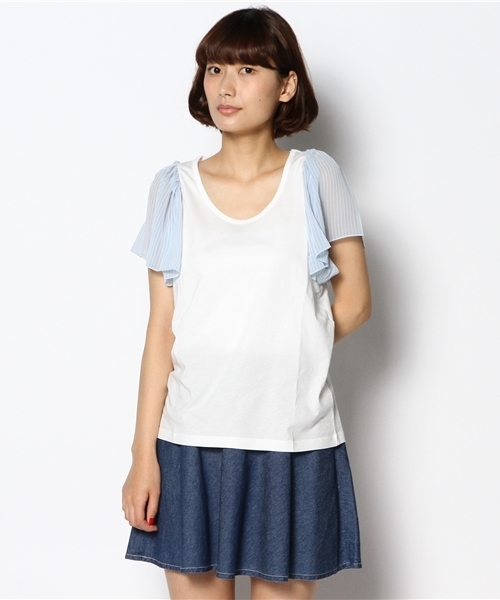 Kastane（カスタネ）の「【Kastane】袖シフォンプルオーバー（Tシャツ/カットソー・レディース・その他18/クリーム/ネイビー/オフホワイト/その他20/ホワイト・FREE）」の7枚目の写真