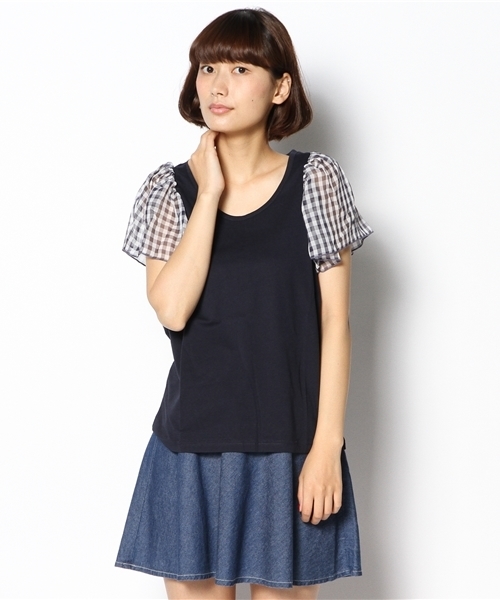 Kastane（カスタネ）の「【Kastane】袖シフォンプルオーバー（Tシャツ/カットソー・レディース・その他18/クリーム/ネイビー/オフホワイト/その他20/ホワイト・FREE）」の15枚目の写真