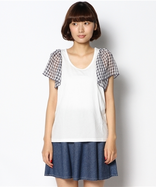 Kastane（カスタネ）の「【Kastane】袖シフォンプルオーバー（Tシャツ/カットソー・レディース・その他18/クリーム/ネイビー/オフホワイト/その他20/ホワイト・FREE）」の9枚目の写真