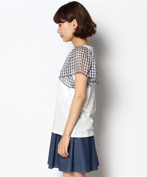 Kastane（カスタネ）の「【Kastane】袖シフォンプルオーバー（Tシャツ/カットソー・レディース・その他18/クリーム/ネイビー/オフホワイト/その他20/ホワイト・FREE）」の10枚目の写真