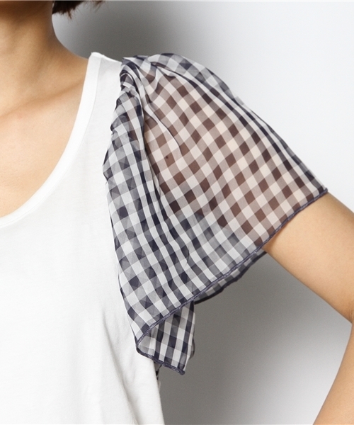 Kastane（カスタネ）の「【Kastane】袖シフォンプルオーバー（Tシャツ/カットソー・レディース・その他18/クリーム/ネイビー/オフホワイト/その他20/ホワイト・FREE）」の13枚目の写真