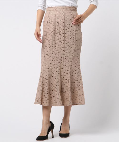 flower（フラワー）の「フラッターレーススカート（スカート・レディース・ベージュ/ブルー・FREE）」の2枚目の写真